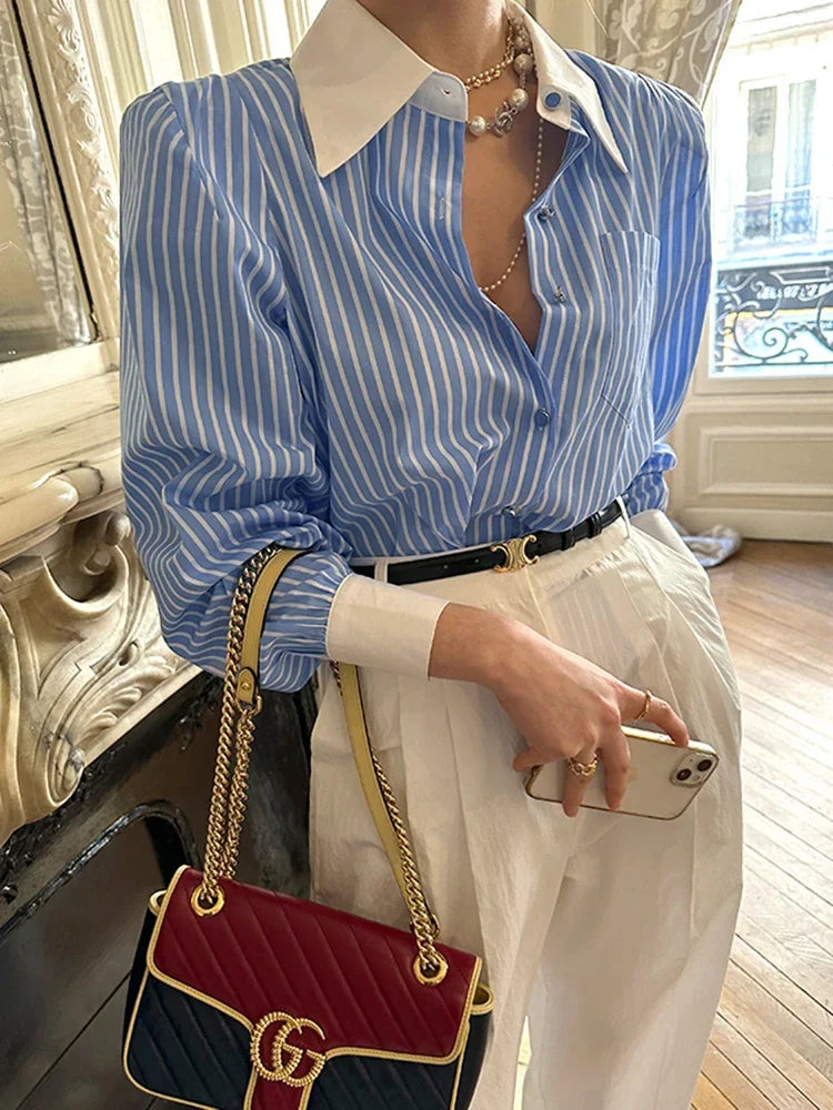 Streep blouse meerkleurig