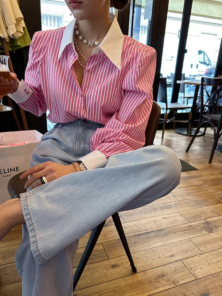 Streep blouse meerkleurig