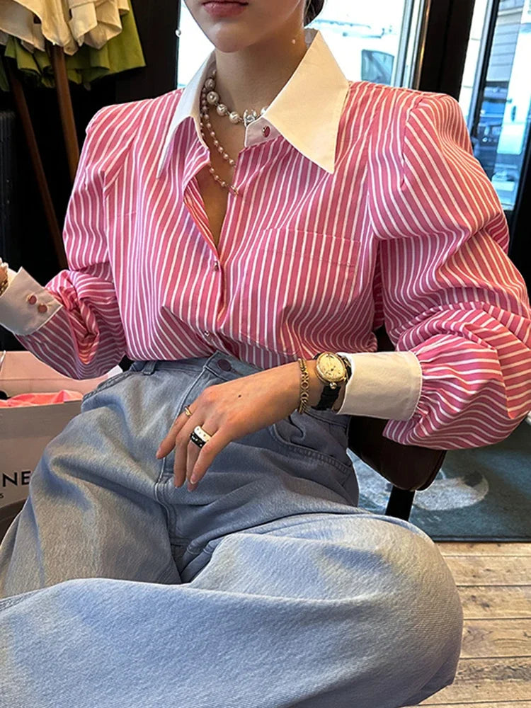 Streep blouse meerkleurig