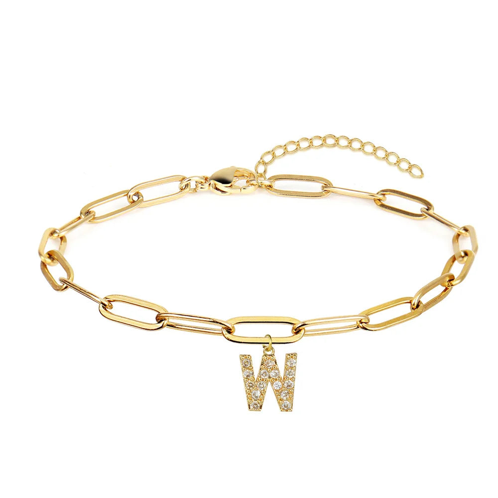 Initialen armband met grove schakels