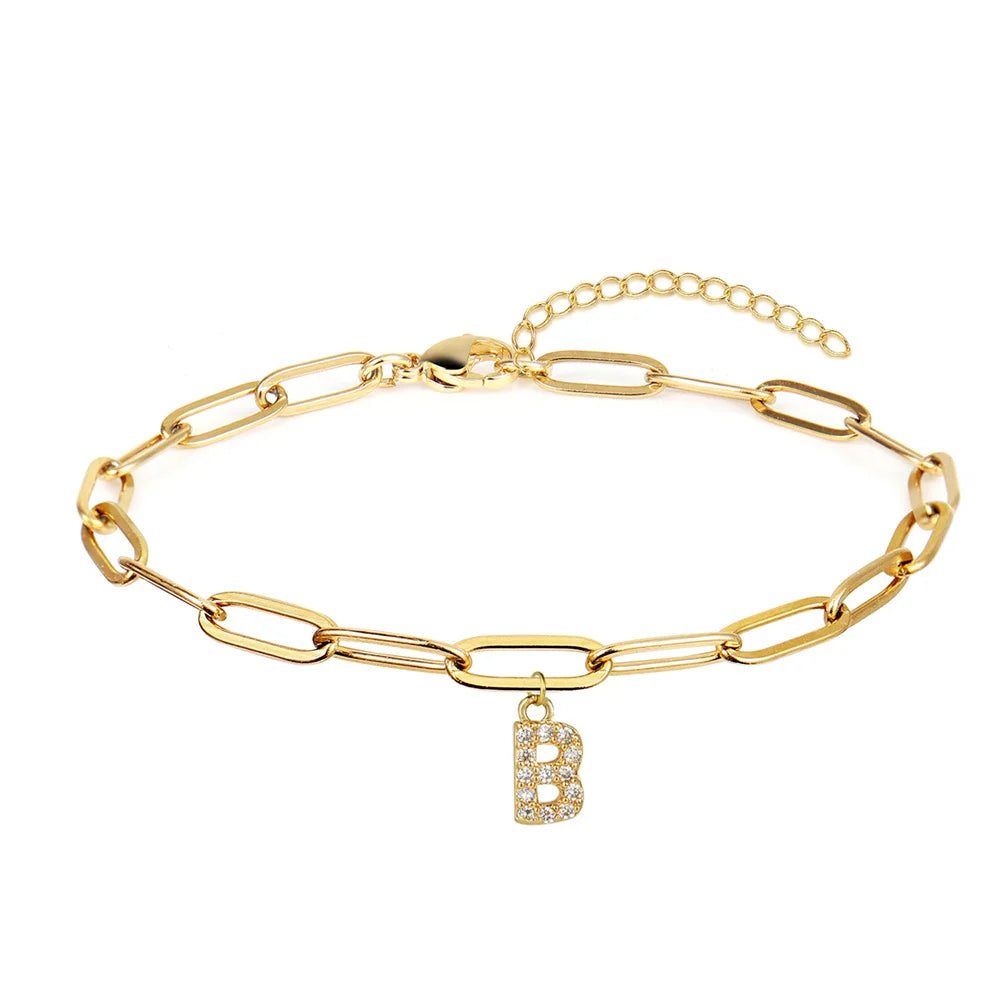 Initialen armband met grove schakels
