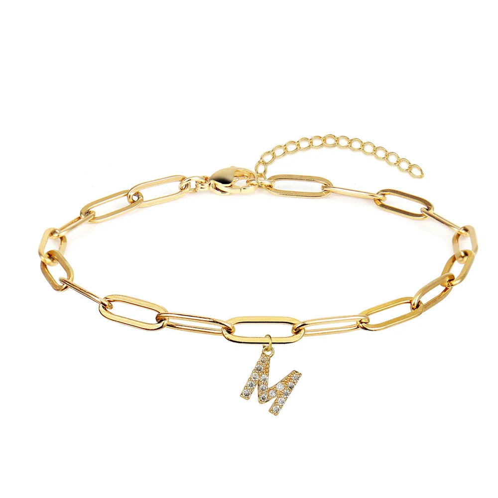 Initialen armband met grove schakels