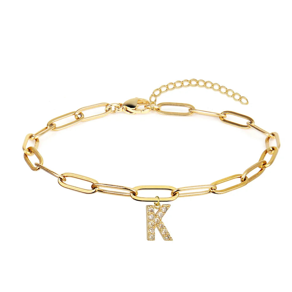 Initialen armband met grove schakels