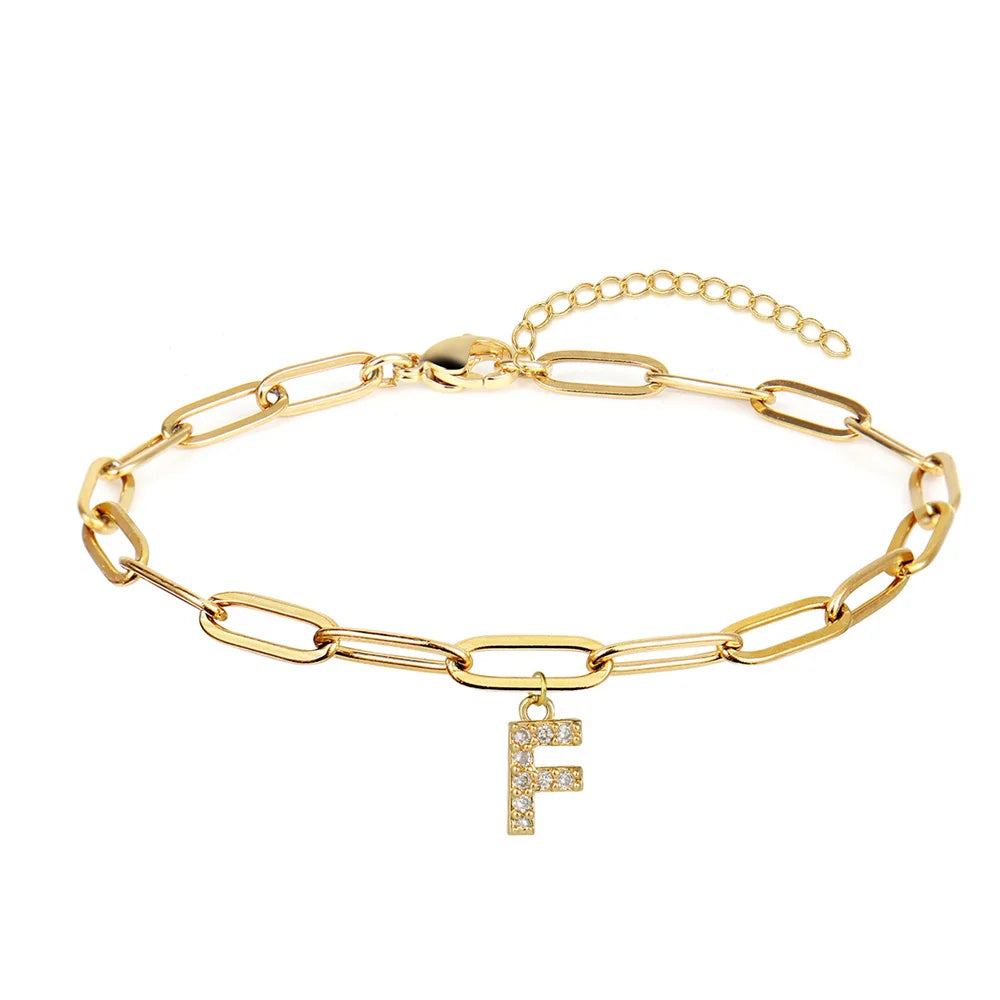 Initialen armband met grove schakels