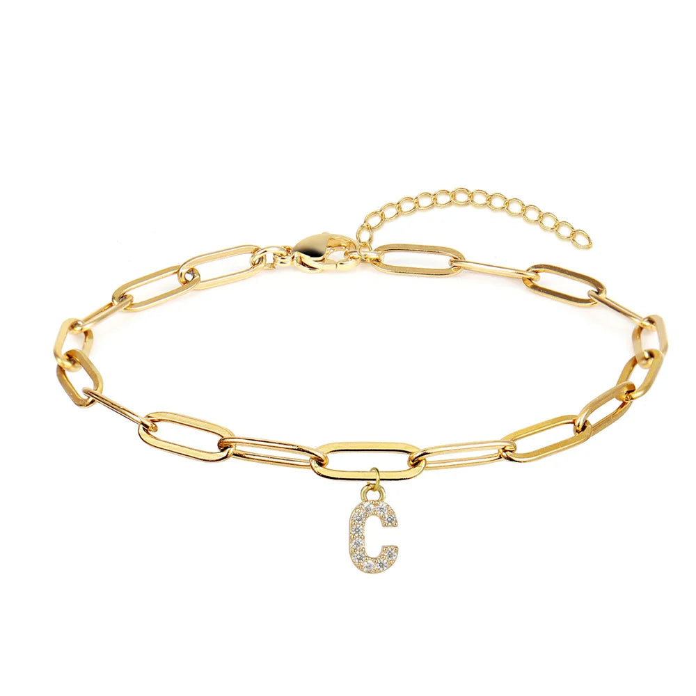 Initialen armband met grove schakels