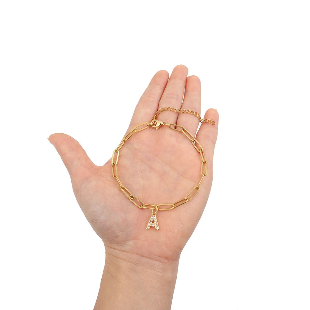 Initialen armband met grove schakels