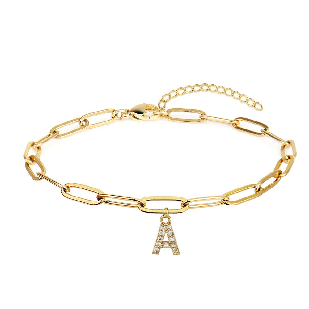 Initialen armband met grove schakels