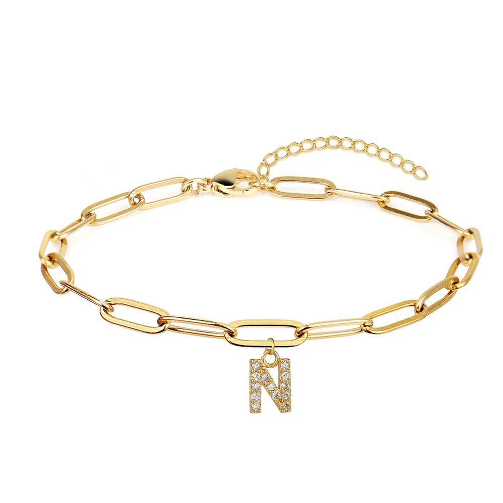 Initialen armband met grove schakels