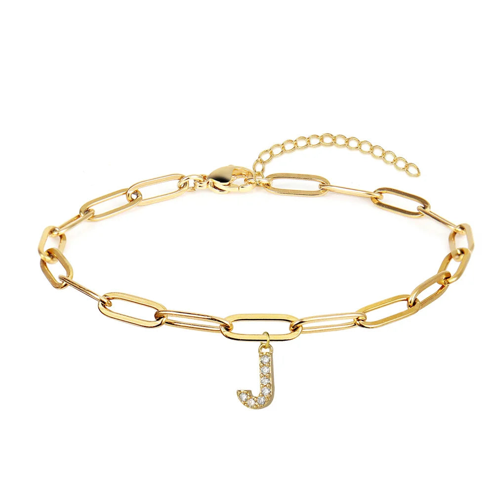 Initialen armband met grove schakels